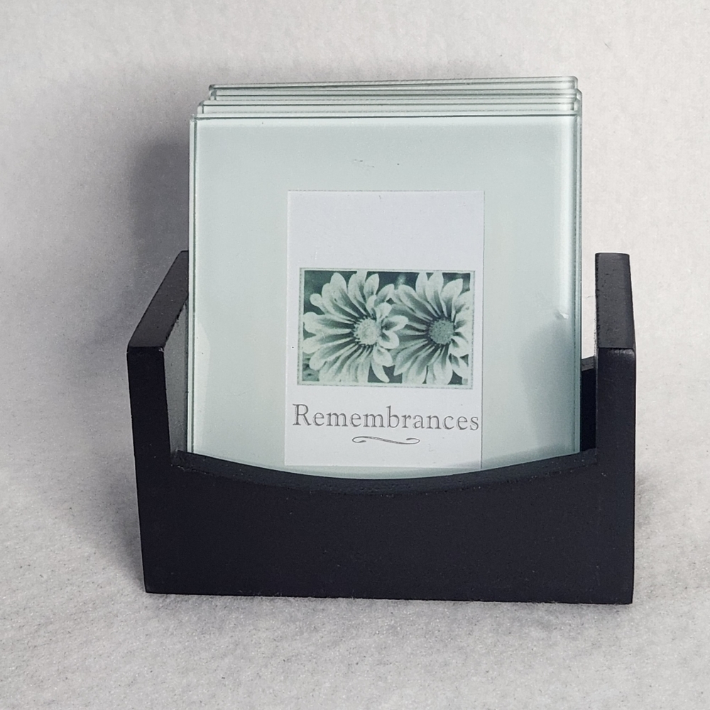 Cherished Accents Glass Photo Coasters Set Of 4 Designed To Hold A Small Photo